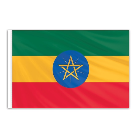 Ethiopia Indoor Nylon Flag 4'x6' With Gold Fringe